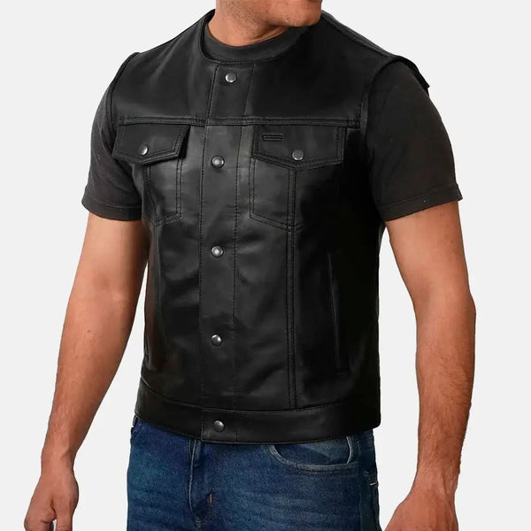 City Walker Mens Leather Vest
