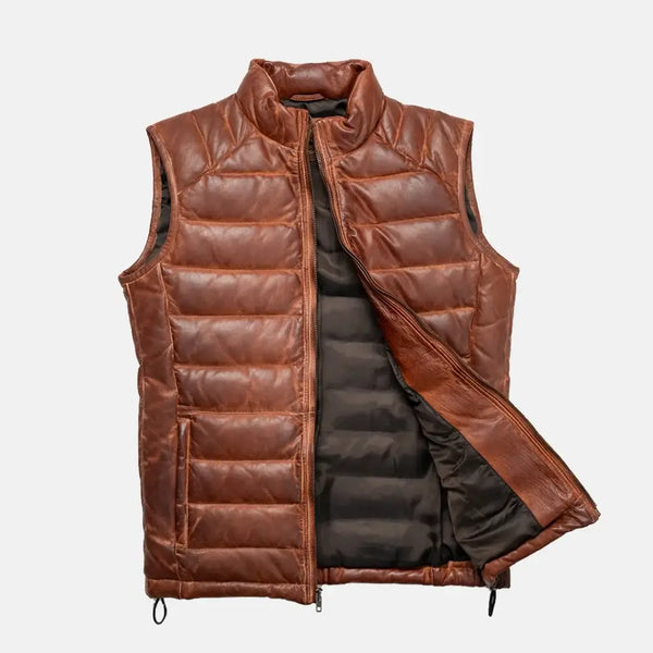 Ebon Attire Mens Leather Motorcycle Vest