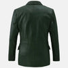 Classic Charm Leather Blazer Men Green