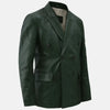 Classic Charm Leather Blazer Men Green