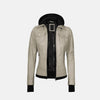 Coral Cove Women's  Hooded Leather Jacket with Removable Hood