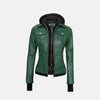 Coral Cove Women's  Hooded Leather Jacket with Removable Hood