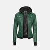 Coral Cove Women's  Hooded Leather Jacket with Removable Hood
