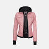 Coral Cove Women's  Hooded Leather Jacket with Removable Hood