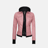 Coral Cove Women's  Hooded Leather Jacket with Removable Hood