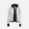 Coral Cove Women's  Hooded Leather Jacket with Removable Hood