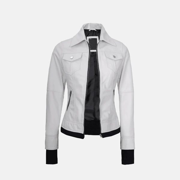 Coral Cove Women's  Hooded Leather Jacket with Removable Hood