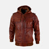 Declan Mens Hooded Leather Jacket