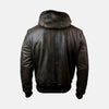 Eamon Leather Bomber Jacket With Removable Hood