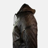 Eamon Leather Bomber Jacket With Removable Hood