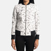 Ember Black White Leather Bomber Jacket for Women