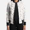 Ember Black White Leather Bomber Jacket for Women