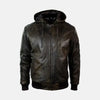 Finian Leather Bomber Jacket With Removable Hood