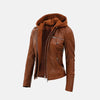 Genesis Hooded Leather Jacket Womens