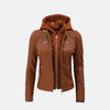 Genesis Hooded Leather Jacket Womens