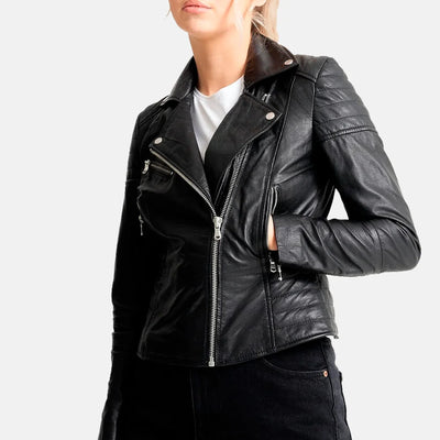 Inferno Vibe Leather Biker Jacket Women
