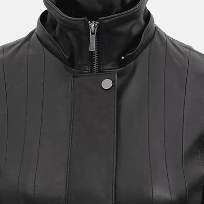 Moonlit Comfort Furry Hooded Leather Jacket Womens