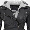 Nomad's Layer Bomber Leather Jacket with Removable Hood