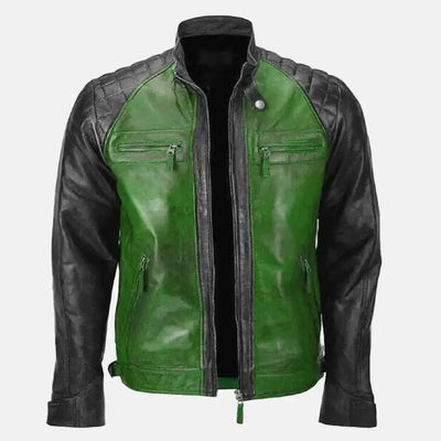 Olive Outlaw Leather Motorcycle Jacket