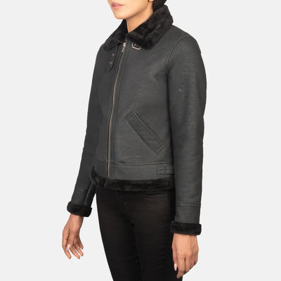 Soft Serenity Leather Bomber Jacket for Women