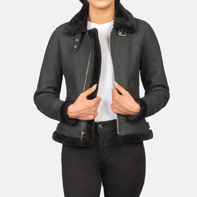 Soft Serenity Leather Bomber Jacket for Women