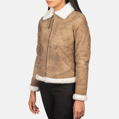 Soft Serenity Leather Bomber Jacket for Women