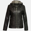 Surge Women Hooded Leather Jacket