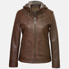 Surge Women Hooded Leather Jacket