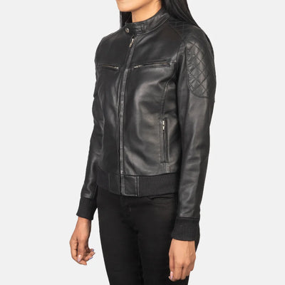 Urban Flair Leather Bomber Jacket for Women