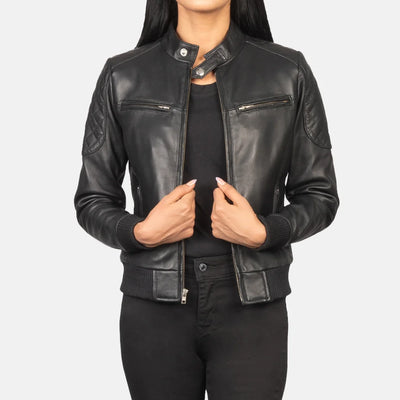 Urban Flair Leather Bomber Jacket for Women