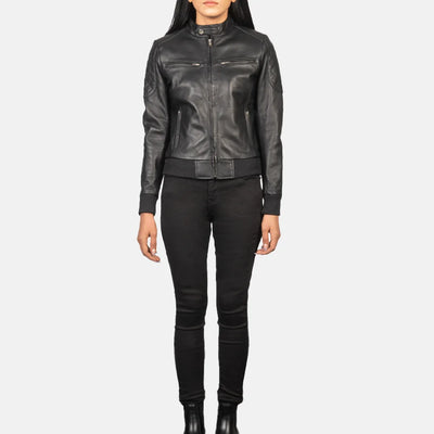 Urban Flair Leather Bomber Jacket for Women