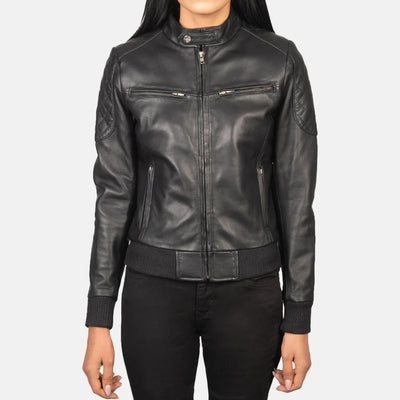 Urban Flair Leather Bomber Jacket for Women