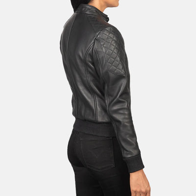 Urban Flair Leather Bomber Jacket for Women
