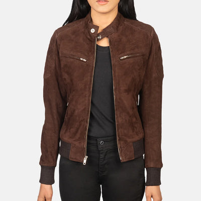 Urban Flair Leather Bomber Jacket for Women