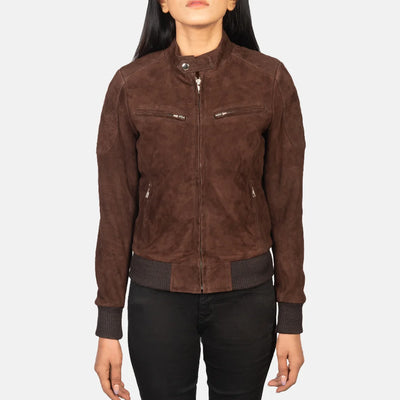 Urban Flair Leather Bomber Jacket for Women