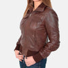 Urban Hues Women's Leather Bomber Jacket