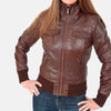 Urban Hues Women's Leather Bomber Jacket