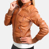 Urban Hues Women's Leather Bomber Jacket