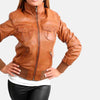 Urban Hues Women's Leather Bomber Jacket